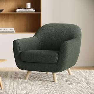 Gabriola 34" Lounge Chair - Green Wool Bouclé
