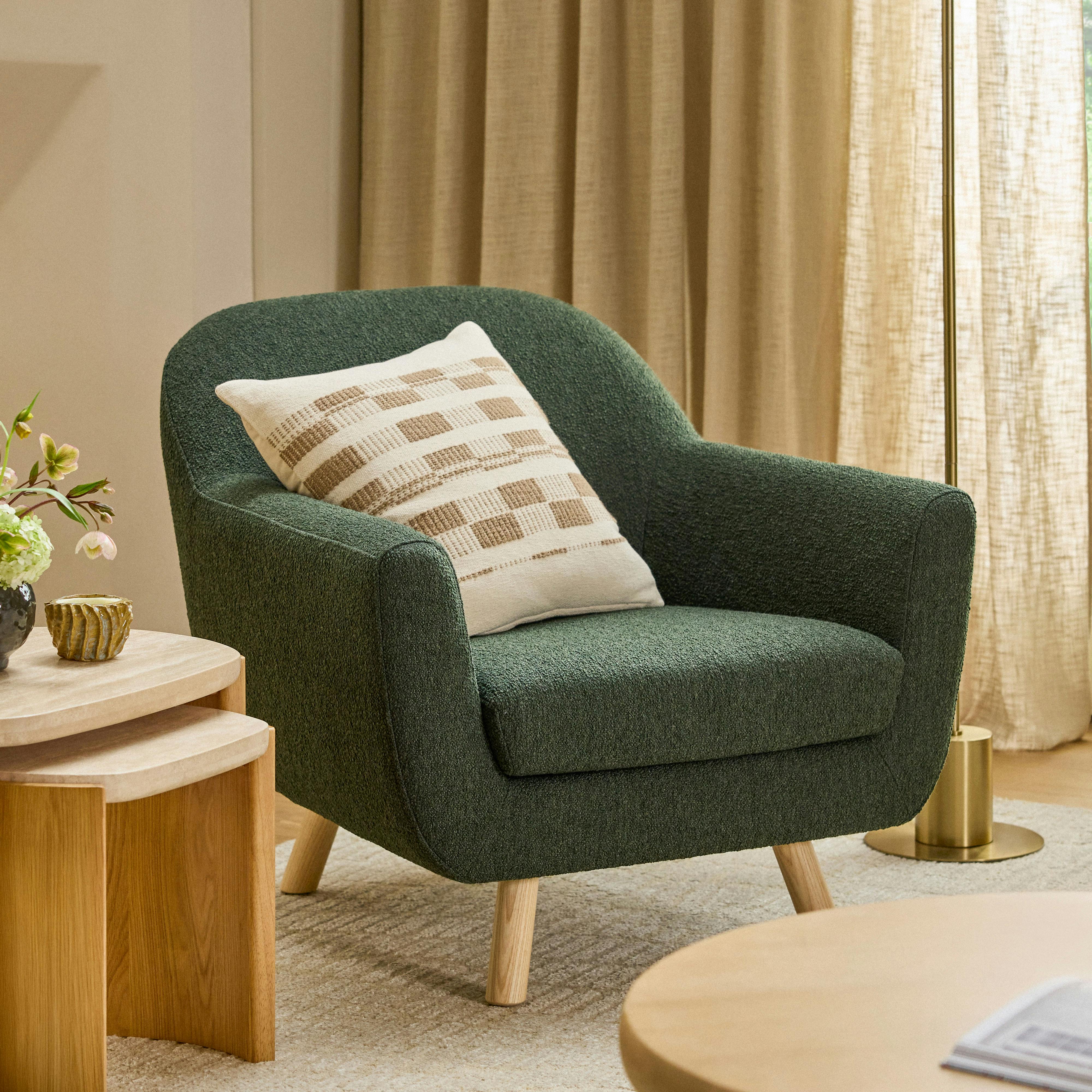 Gabriola Ash & Green Wool Bouclé Lounge Chair | Gabriola | Article