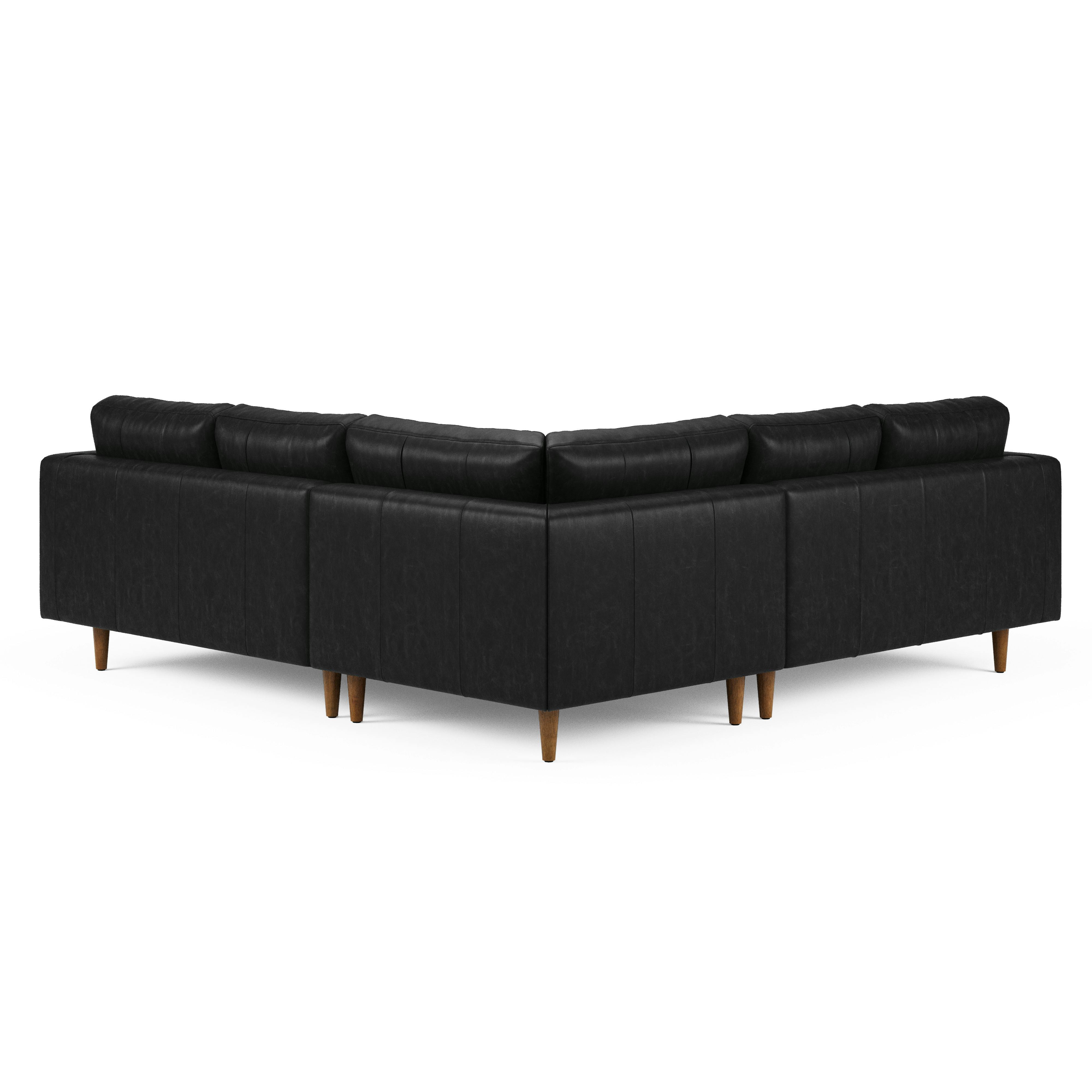 Sven Oxford Black Tufted Leather Small Corner Sectional Sofa | Article