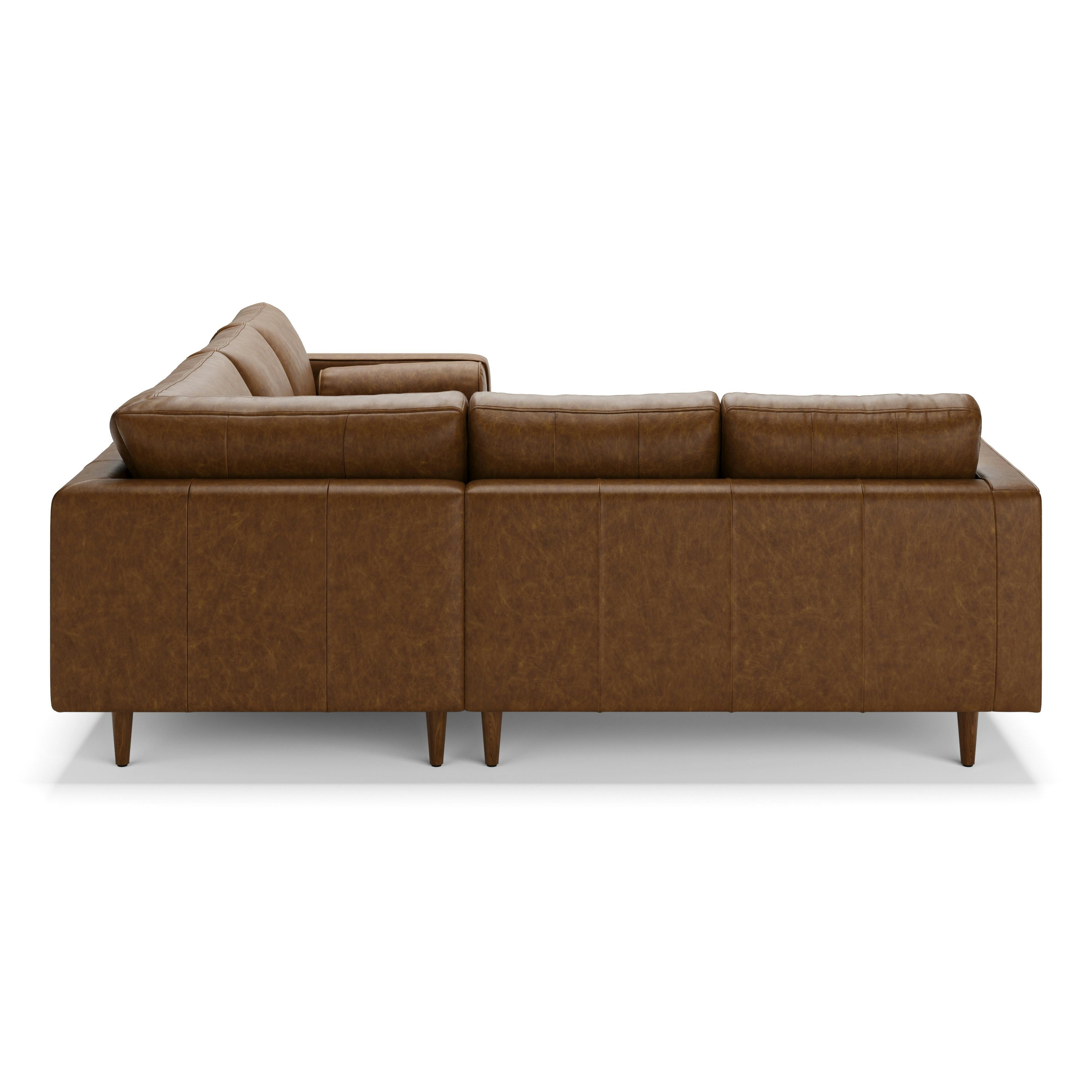 Sven Lazio Brown Tufted Leather Small Corner Sectional Sofa | Article