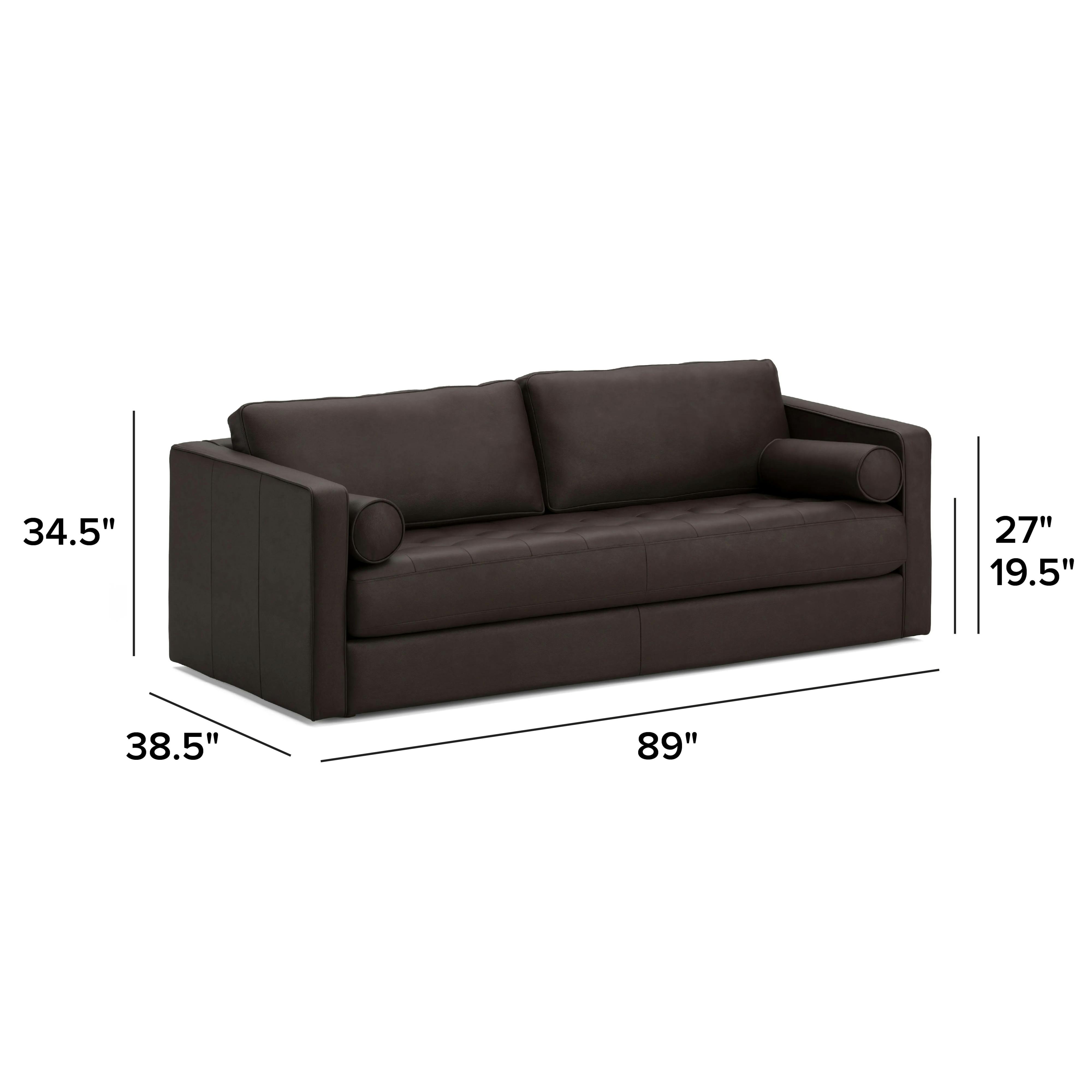 Sven Lucia Dark Brown Grounded Tufted Leather Sofa | Article