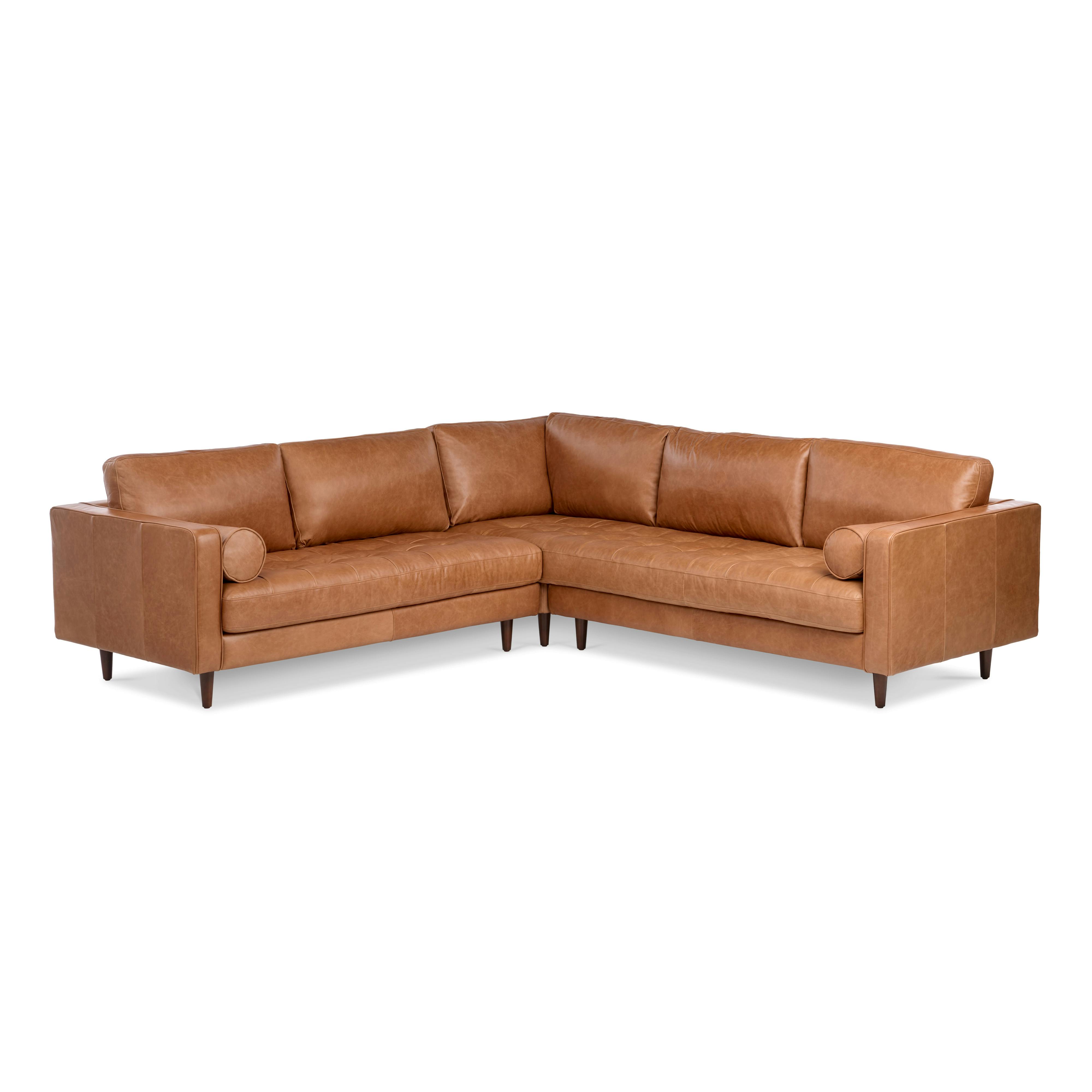 Sven Salerno Tan Tufted Leather Corner Sectional Sofa | Article