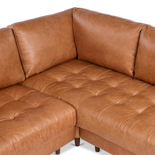 Sven Salerno Tan Tufted Leather Corner Sectional Sofa | Article
