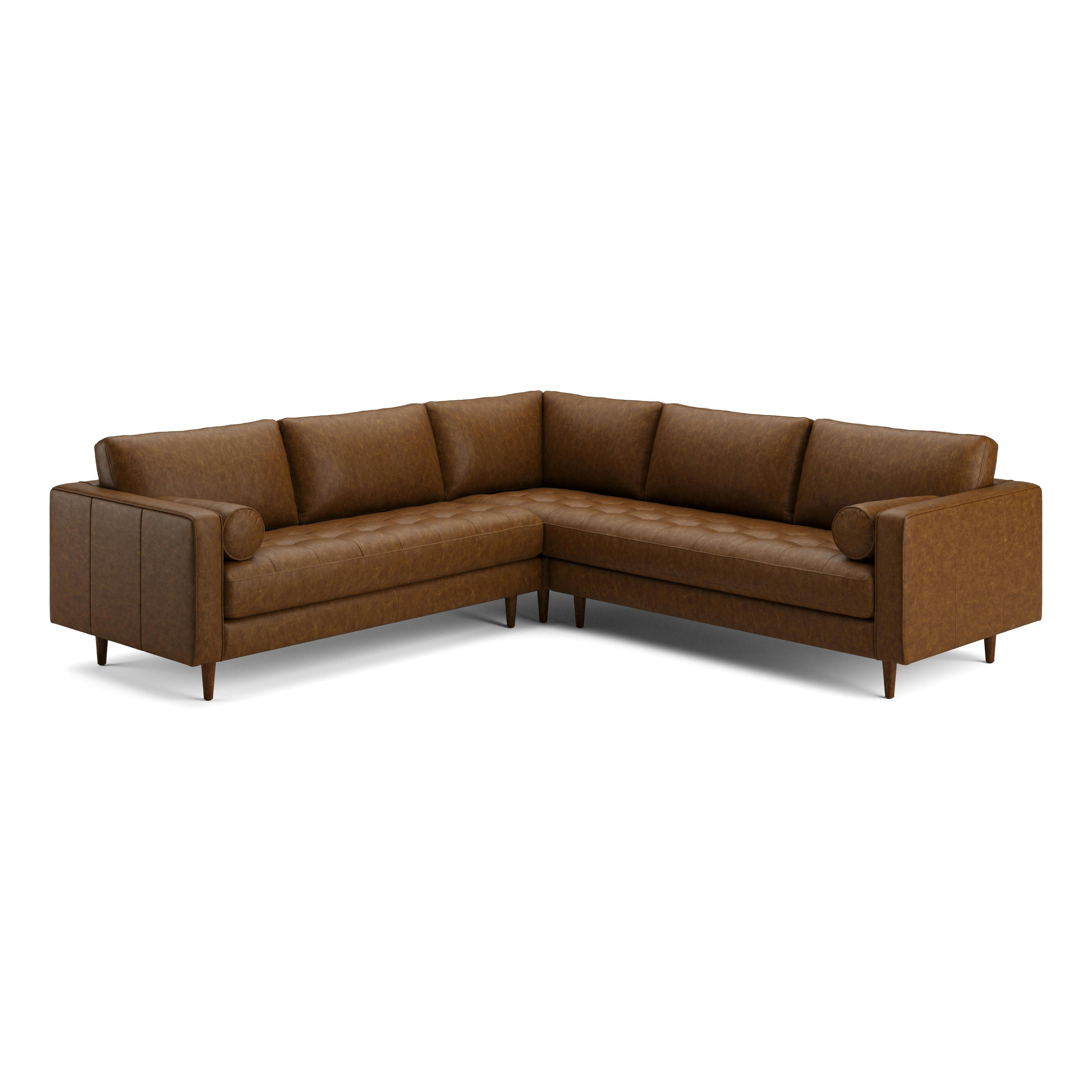 Sven Lazio Brown Tufted Leather Corner Sectional Sofa | Article