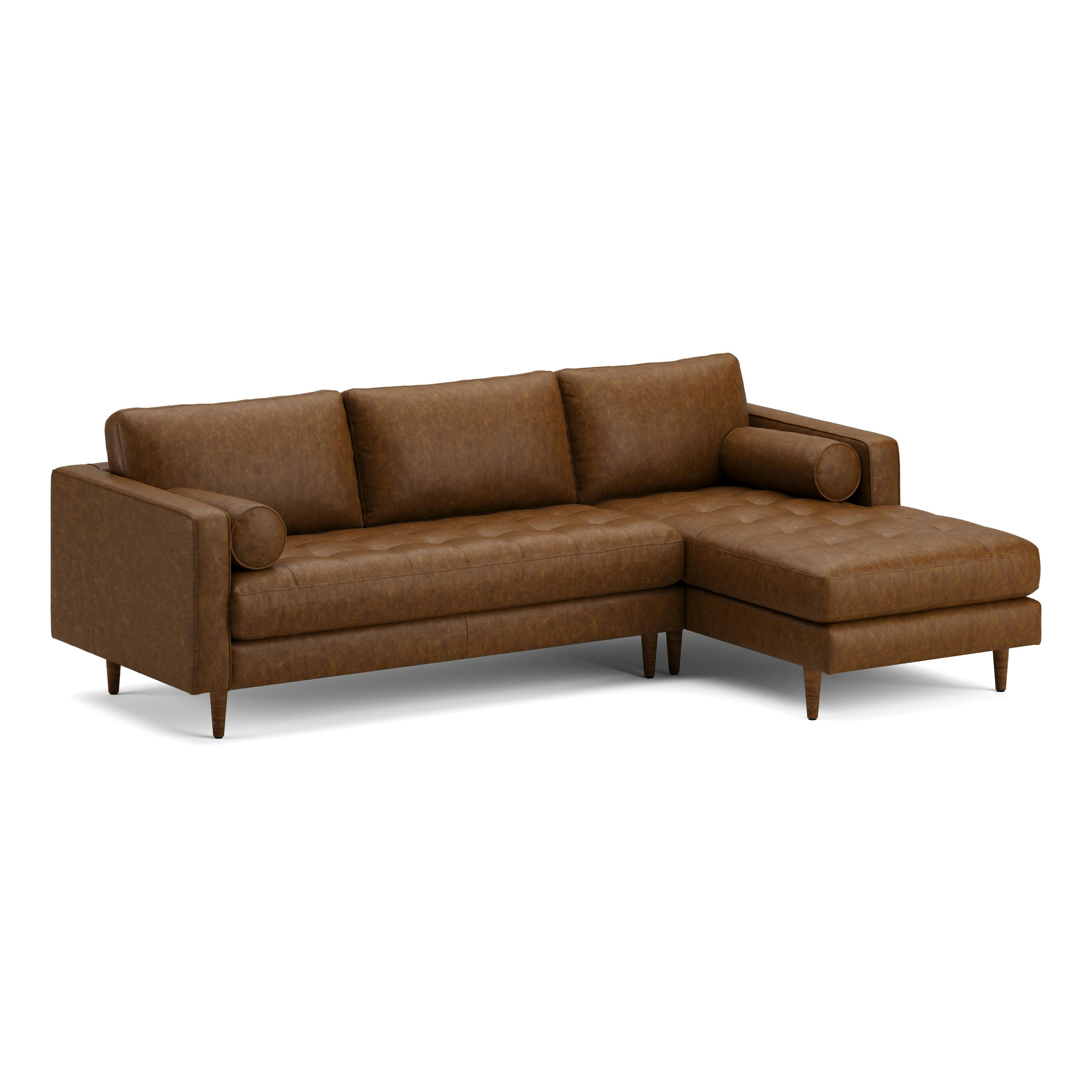 Sven Lazio Brown Tufted Leather Corner Sectional Sofa | Article