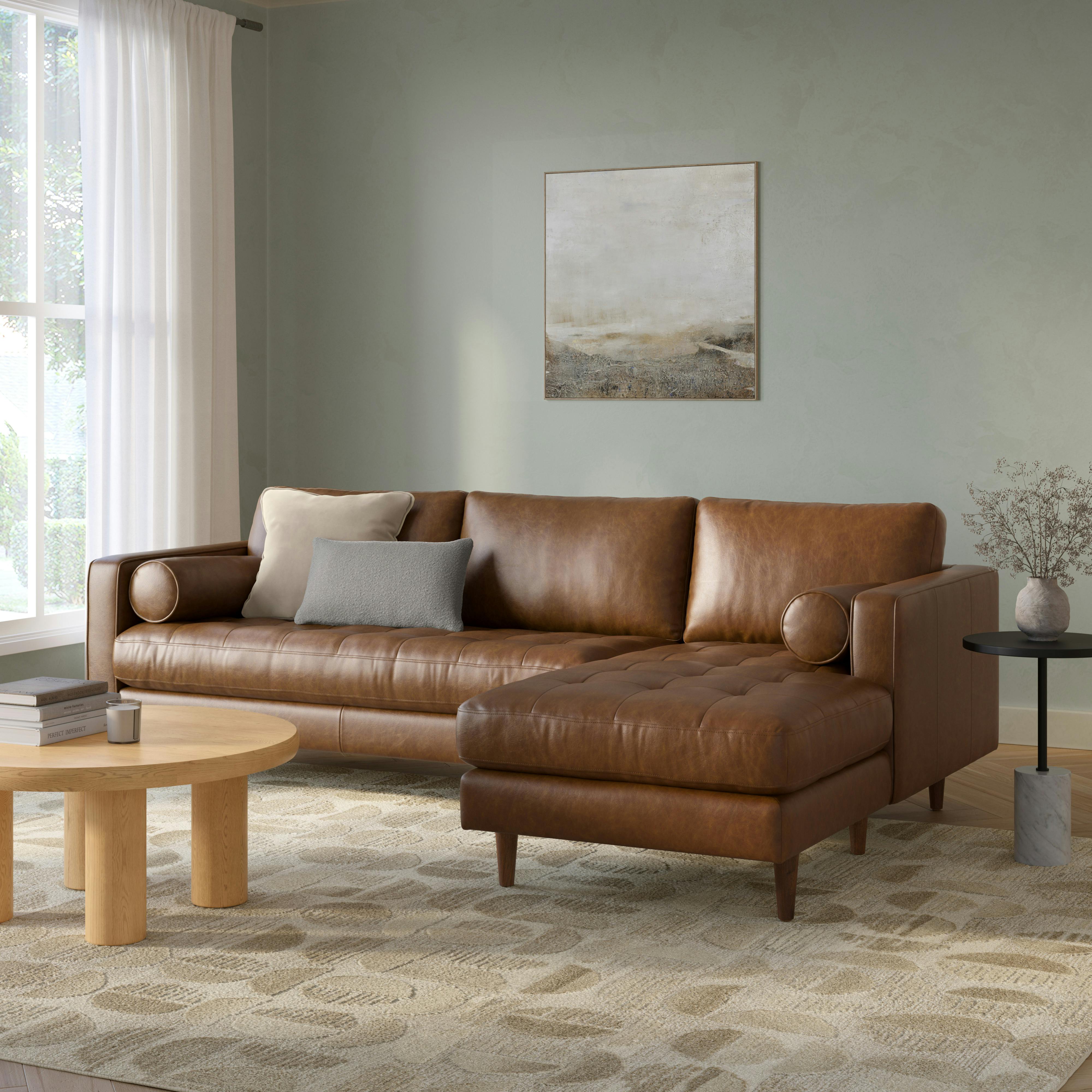 Sven Lazio Brown Tufted Leather Right Chaise Sectional | Article