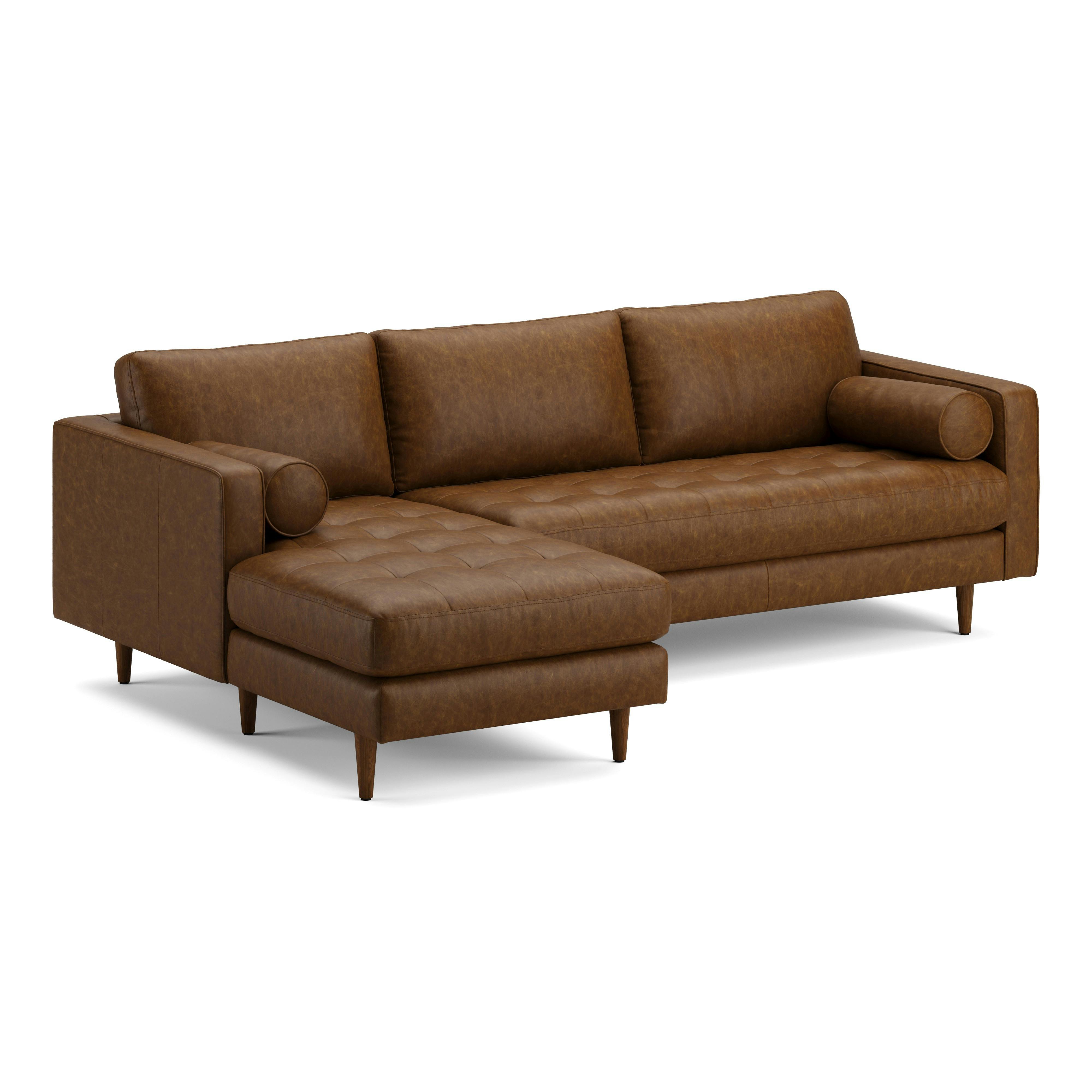 Sven Lazio Brown Tufted Leather Right Chaise Sectional | Article