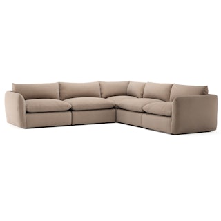 Leigh 126" Modular Corner Sectional - Sandstone Wool Bouclé