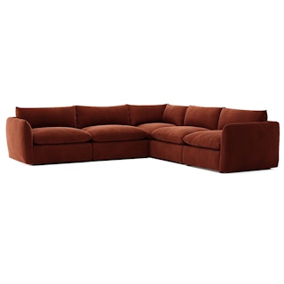 Leigh 126" Velvet Modular Corner Sectional - Hale Rust