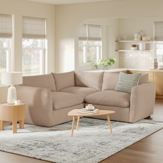 Leigh 87" Modular Corner Sectional - Sandstone Wool Bouclé