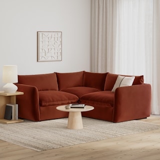 Leigh 87" Velvet Modular Corner Sectional - Hale Rust