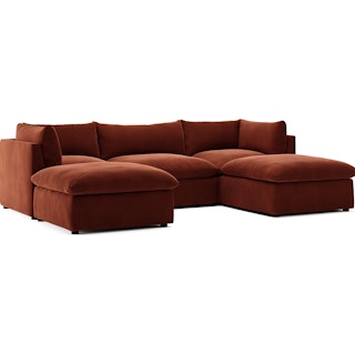 Leigh 121.5" Velvet Modular 3-Seater U-Shaped Sectional - Hale Rust