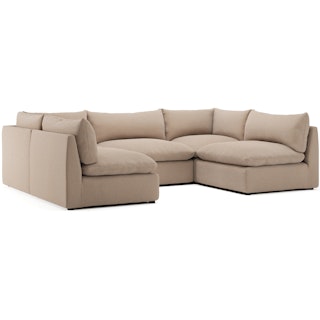 Leigh 121.5" Modular 5-Seater U-Shaped Sectional - Sandstone Wool Bouclé