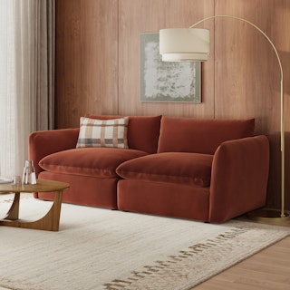 Leigh 92" Velvet Modular Sofa - Hale Rust