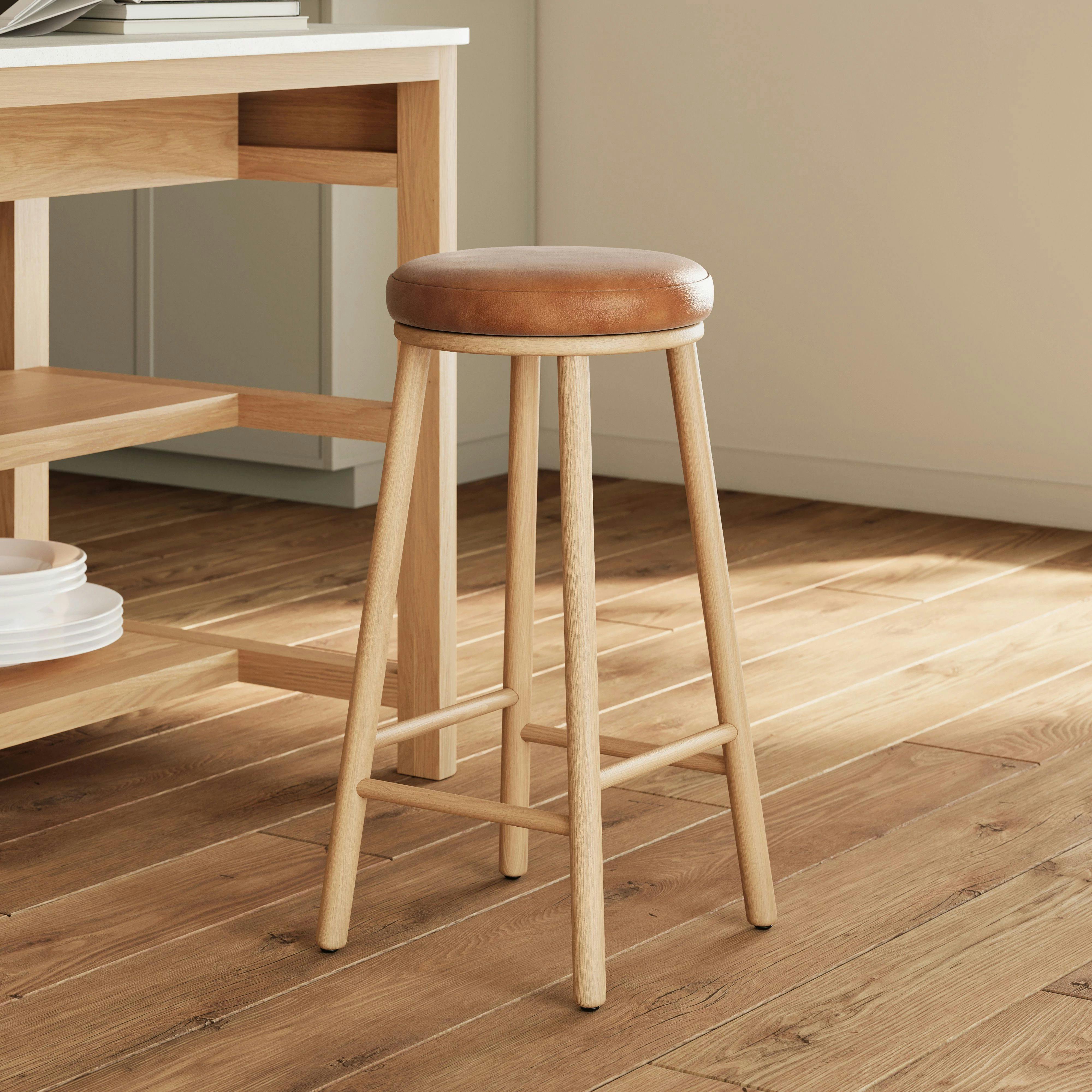 Nurmi Lucia Tan Leather White Oak Counter Stool | Article