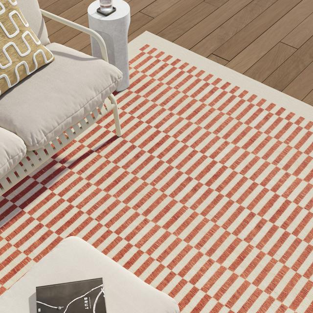 Lecano 8x10 Checkered Rust Indoor/Outdoor Rug | Article