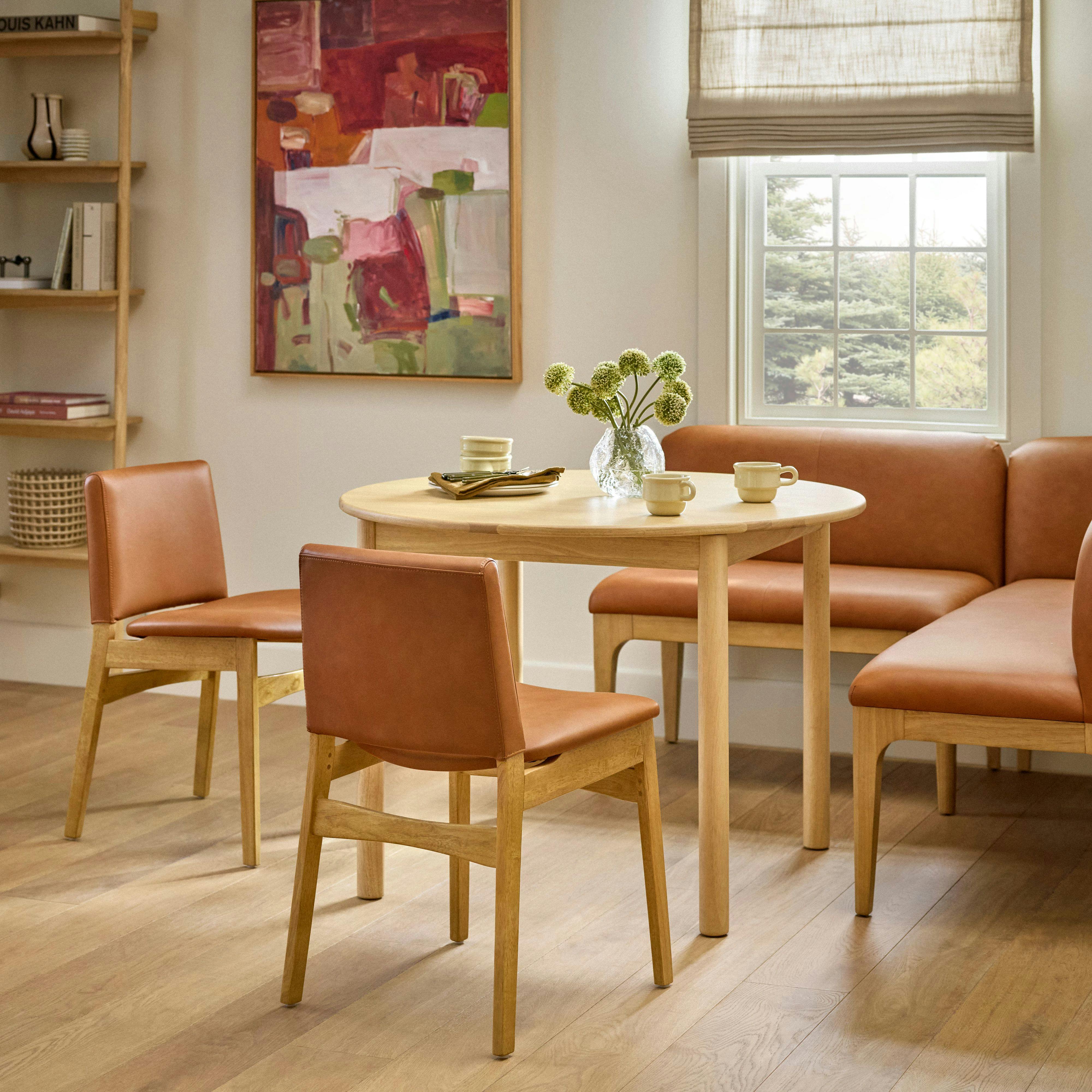 Set of 2 Nosh Oak & Lucia Tan Leather Dining Chair | Article