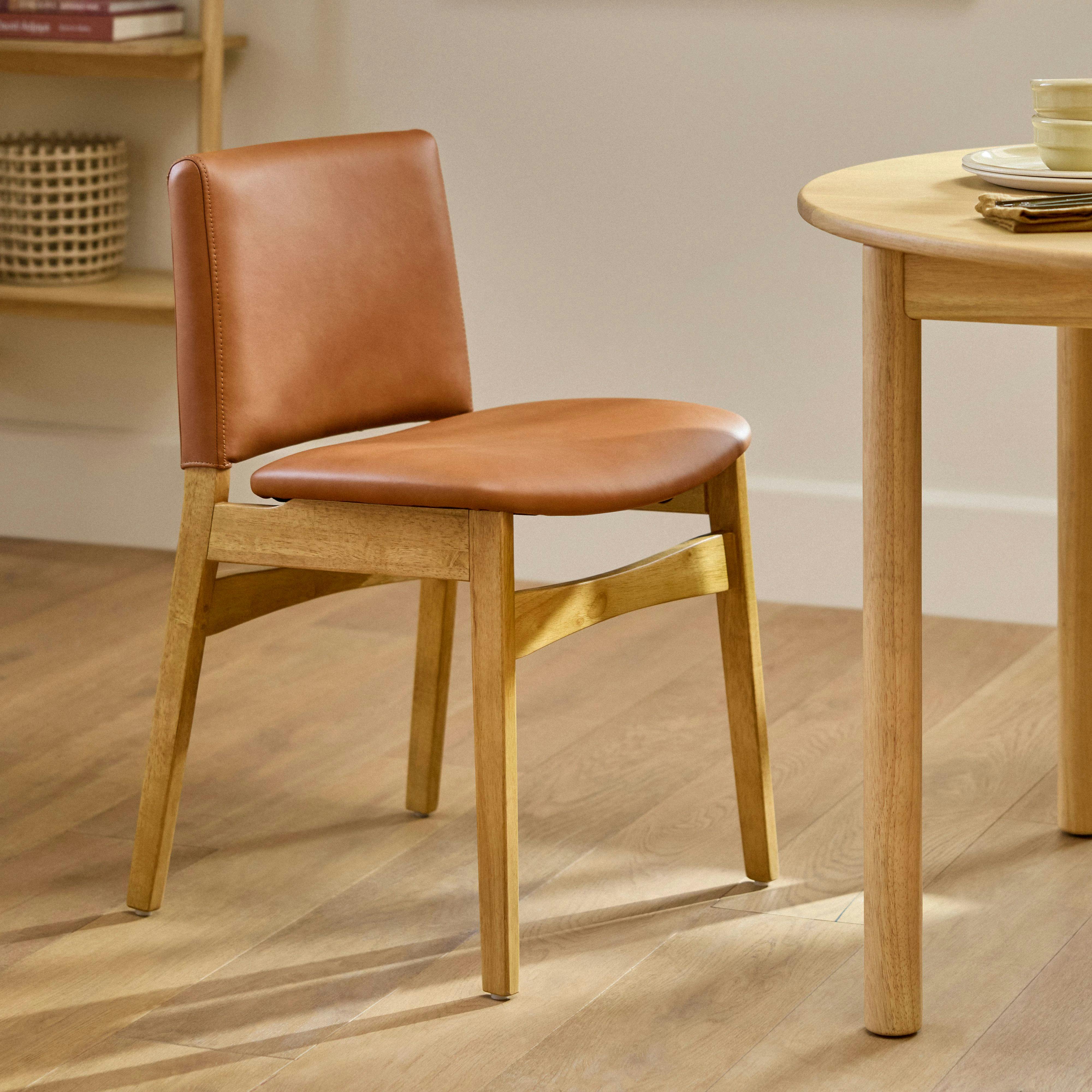 Set of 2 Nosh Oak & Lucia Tan Leather Dining Chair | Article