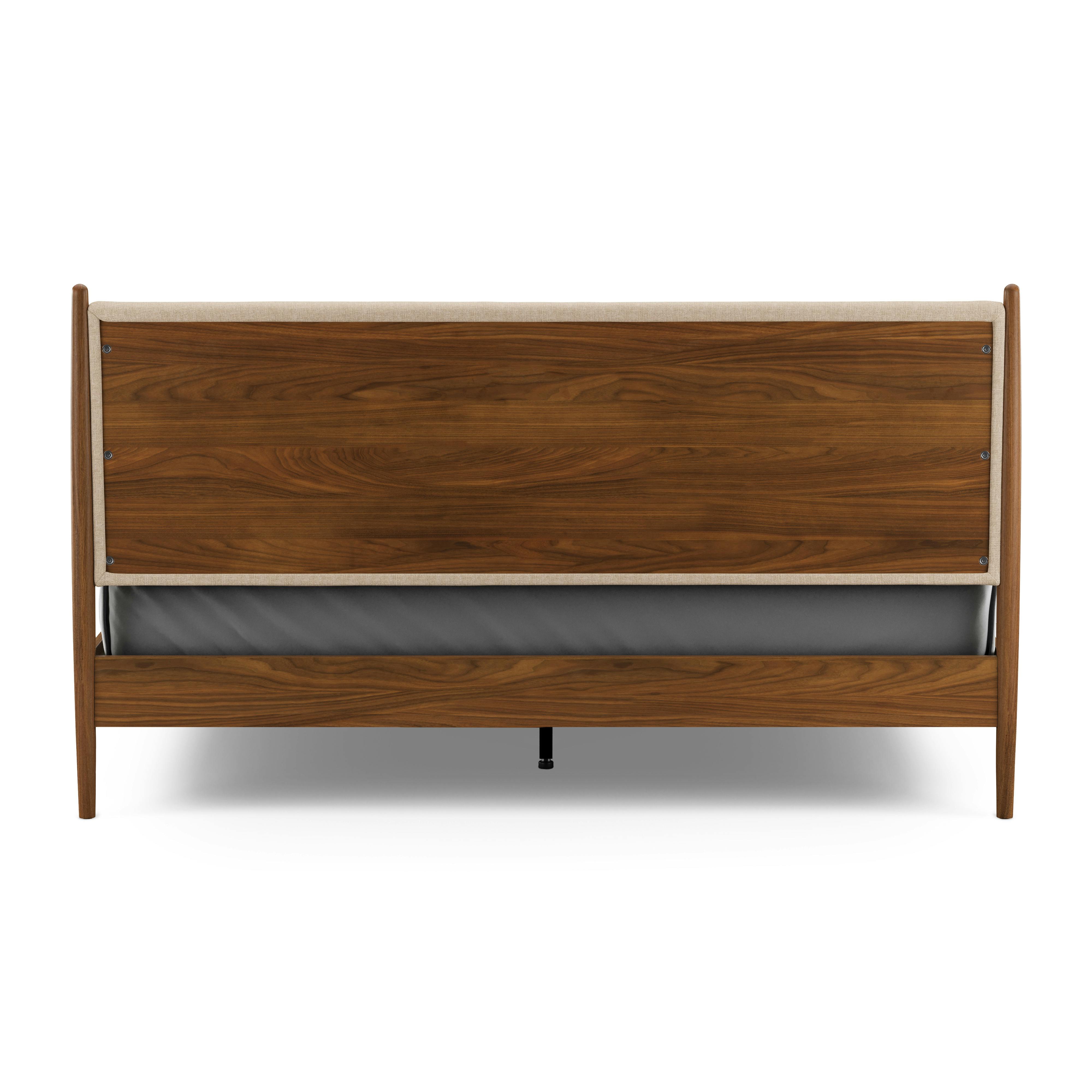 Lenia Walnut and Hestia Buff King Upholstered Panel Bed | Article