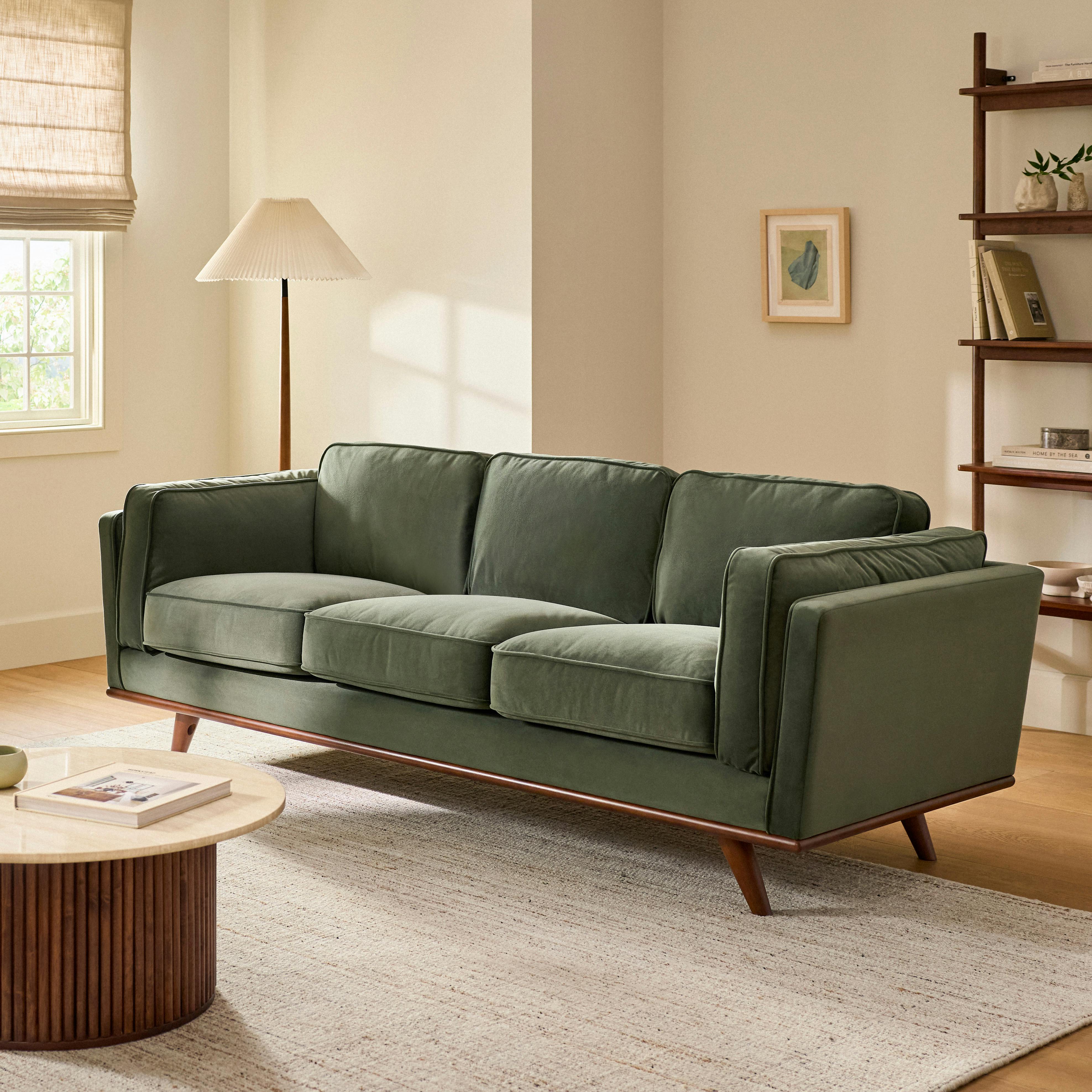 Timber Hale Fir Green Velvet & Walnut Sofa | Article