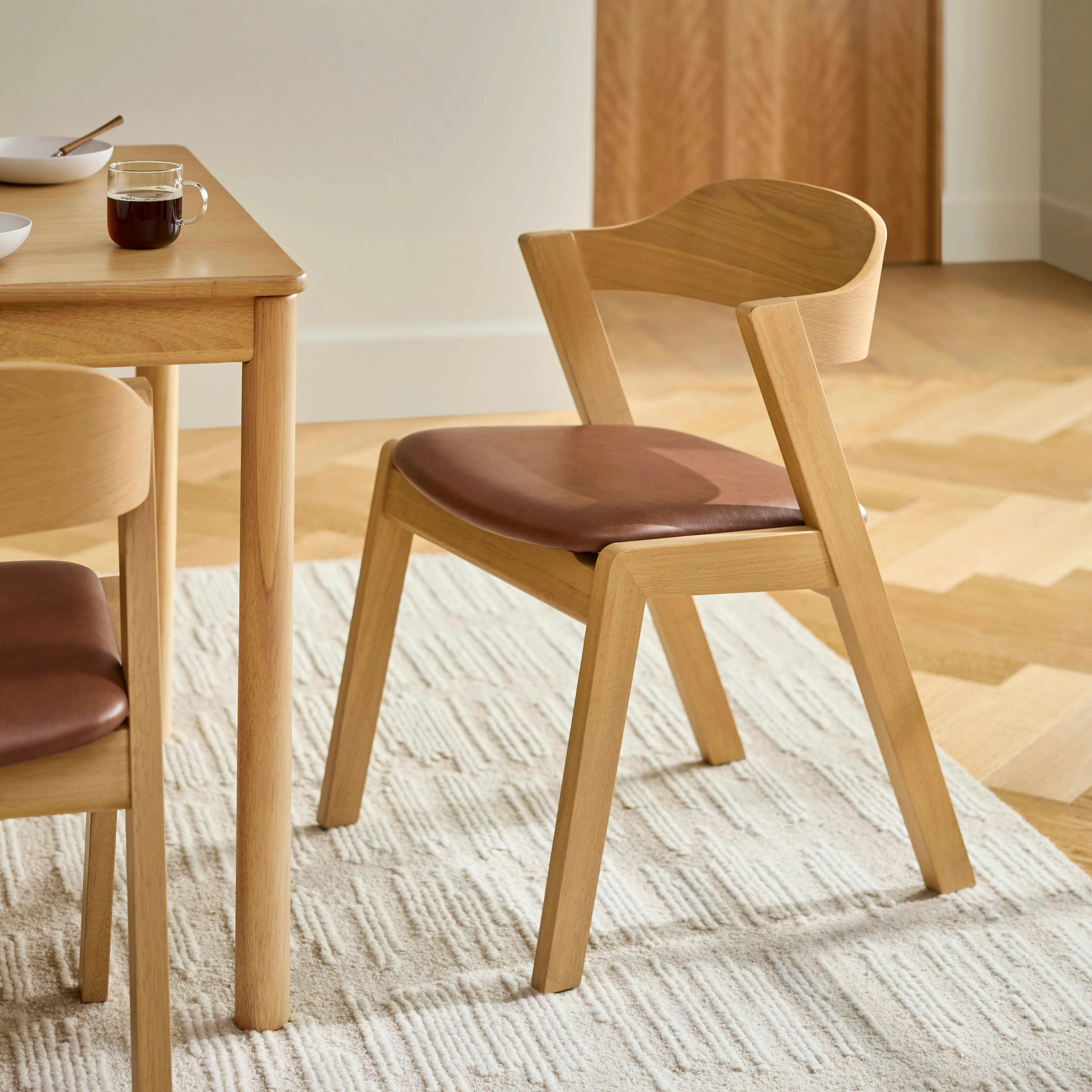Meja Taos Brown Leather + White Oak Wood Dining Chair | Article