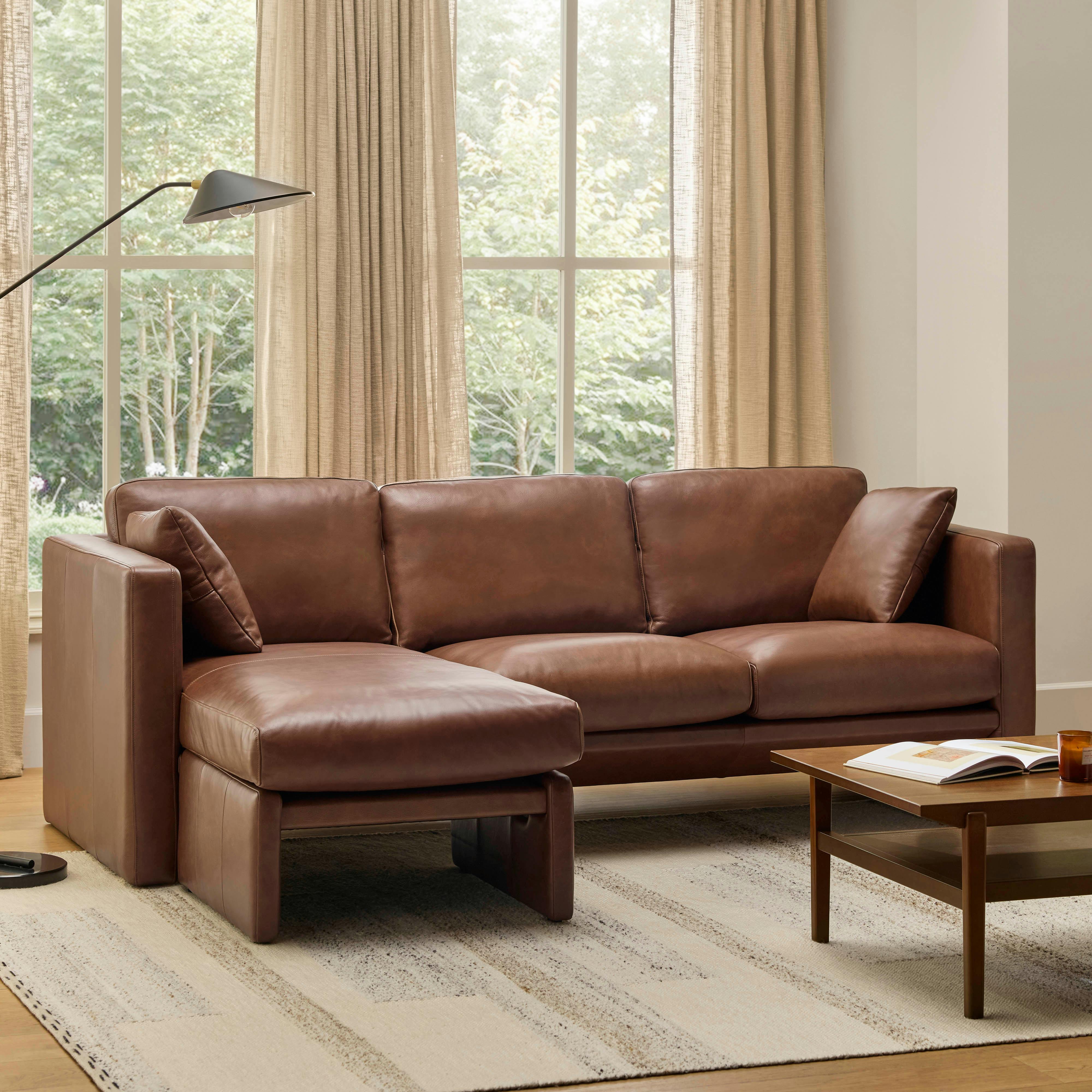 Roxwell Taos Brown Leather Reversible Sectional | Article