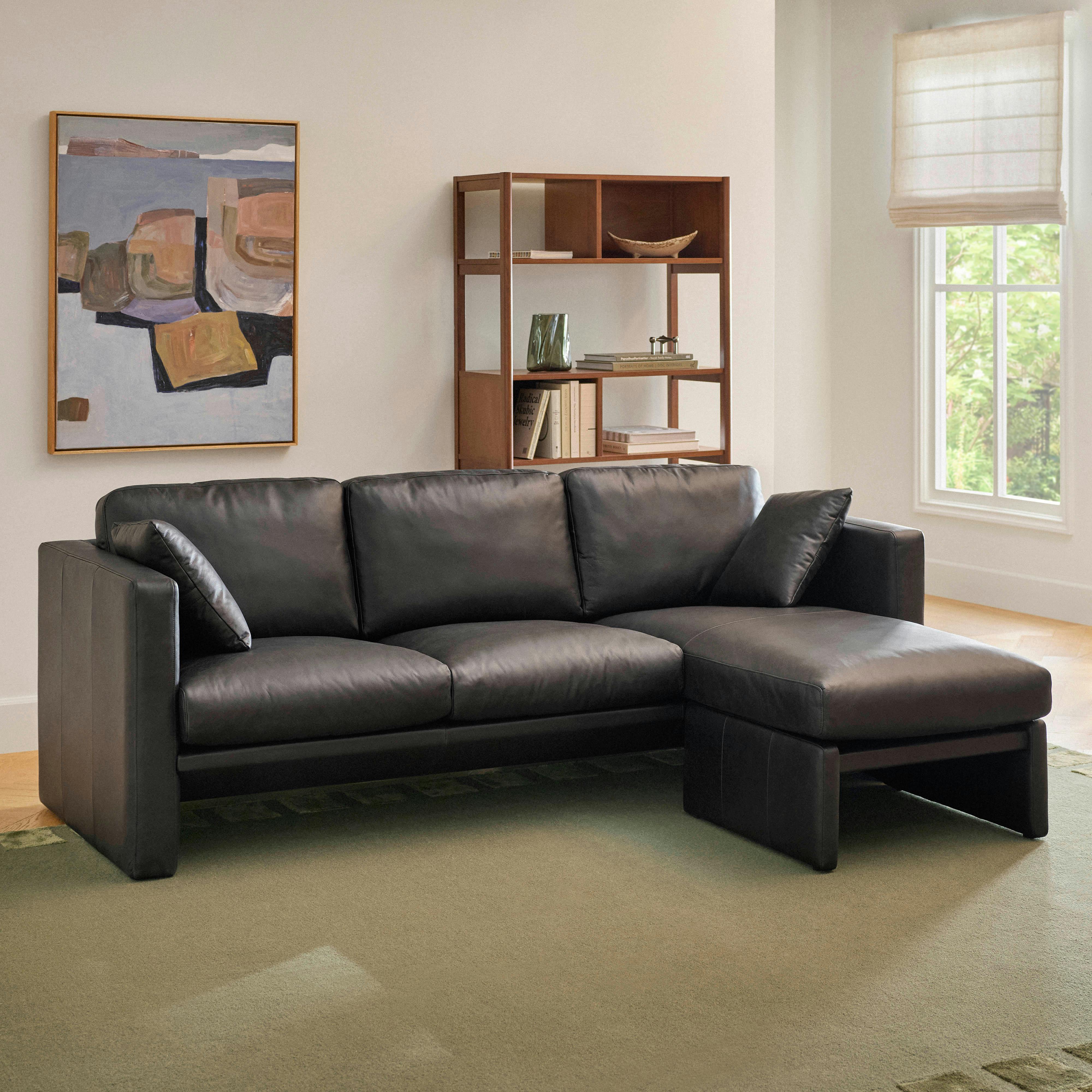 Roxwell Emilia Black Leather Reversible Sectional | Article