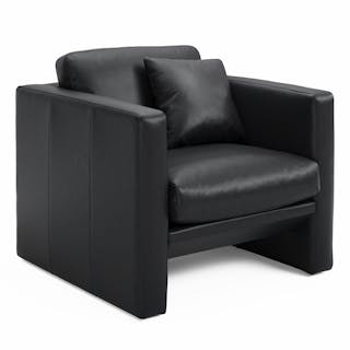 Roxwell 37.5" Leather Lounge Chair - Emilia Black