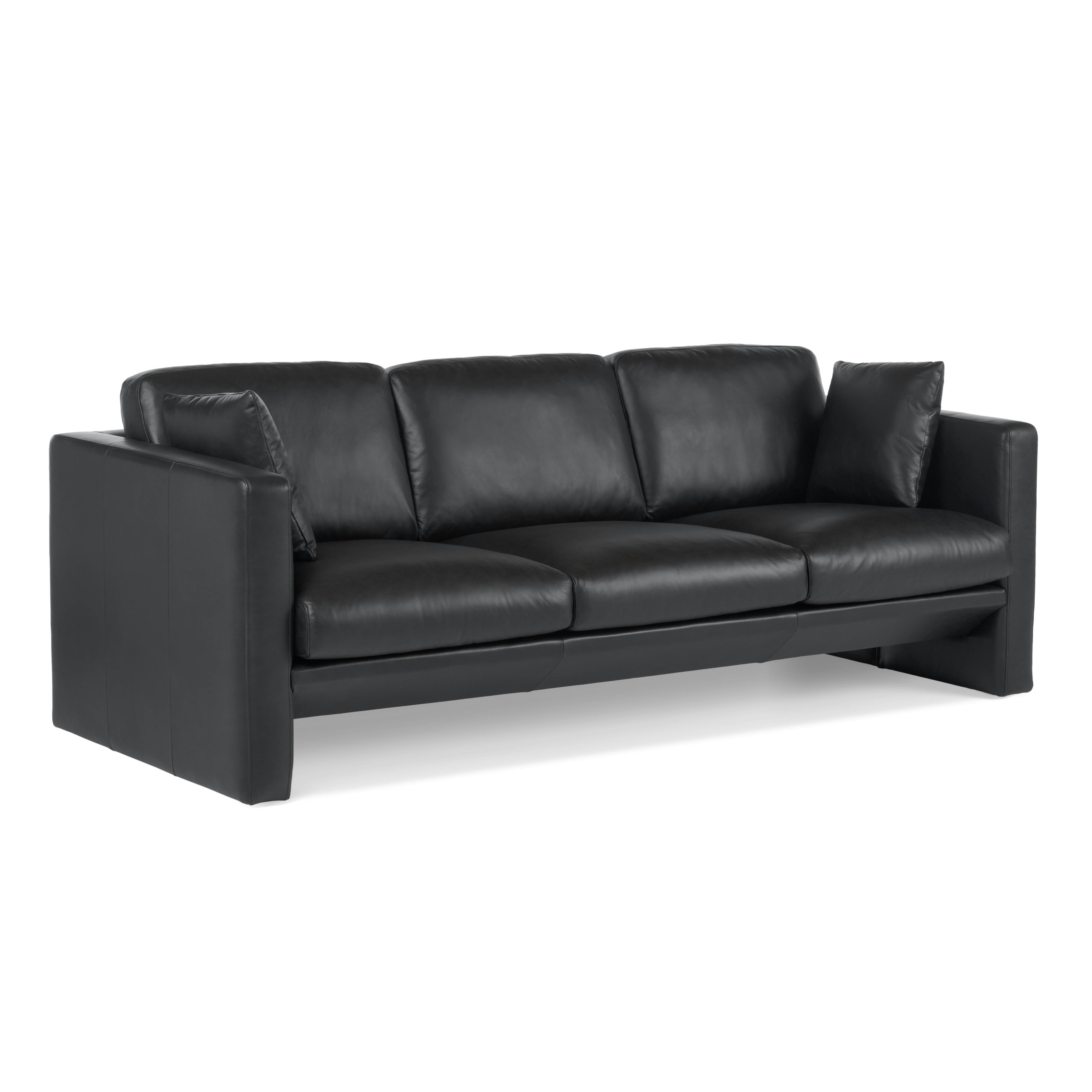 Sven Oxford Black Grounded Tufted Leather Sofa | Article