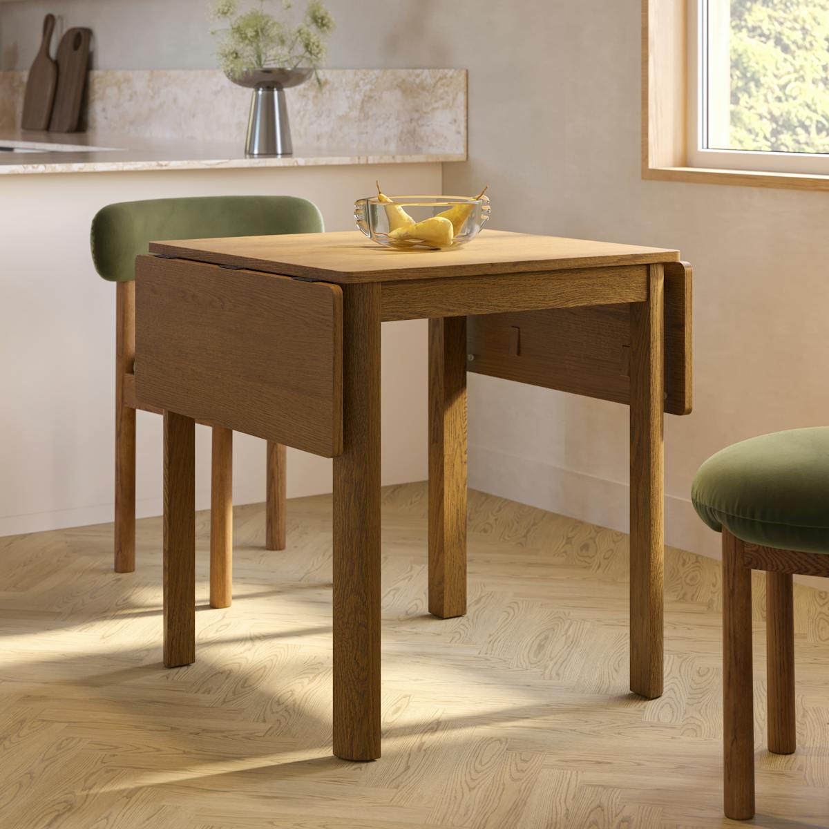 Holme Smoked Oak 27" - 48" Drop Leaf Dining Table | Article