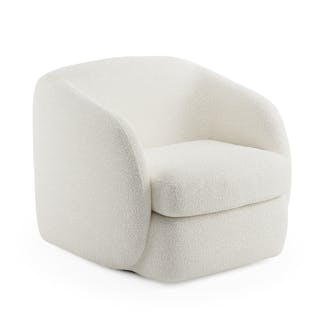 Kayra 36.5" Swivel Chair - Ivory Bouclé