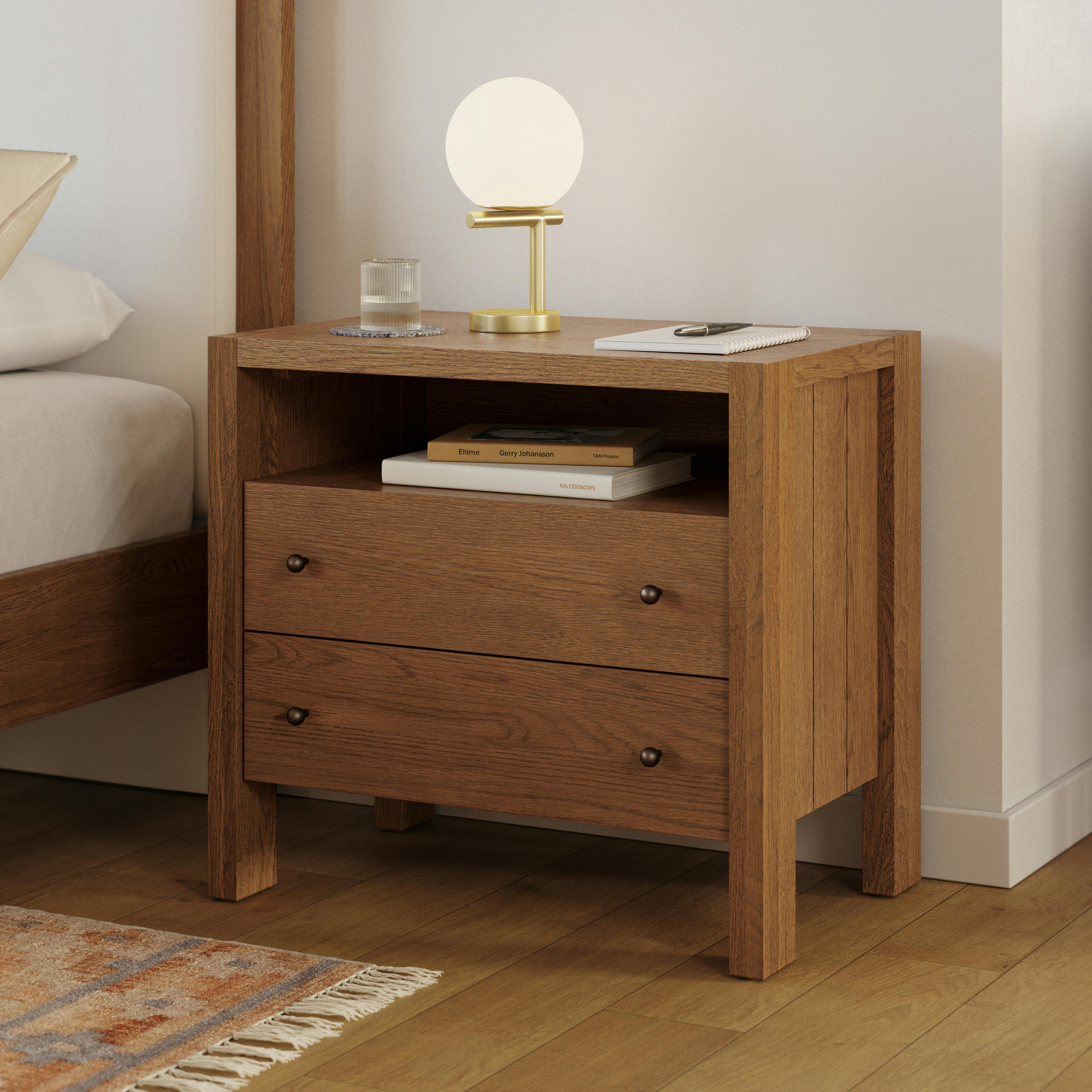Cassie Smoked Oak 2-Drawer Nightstand | Article