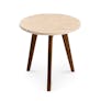 Mara Travertine Side Table - Walnut