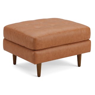 Sven 30" Tufted Leather Ottoman - Salerno Tan
