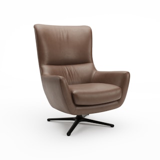 Agga 31" Leather Swivel Lounge Chair - Charme Chocolat