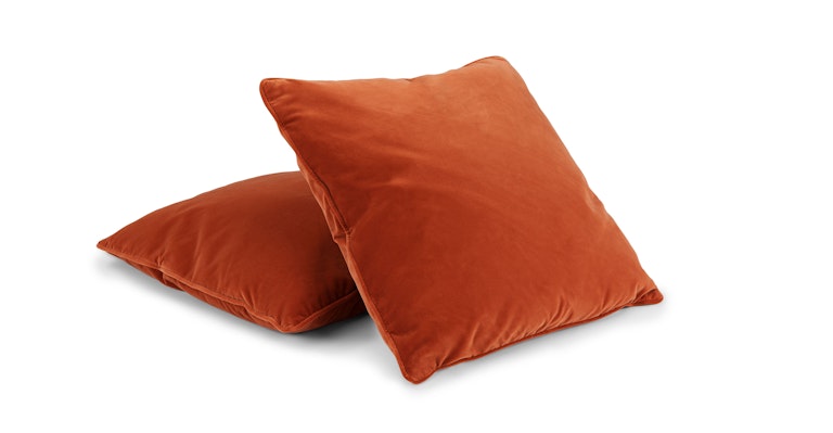 Persimmon Orange Lucca Velvet Throw Pillow Set (x2)