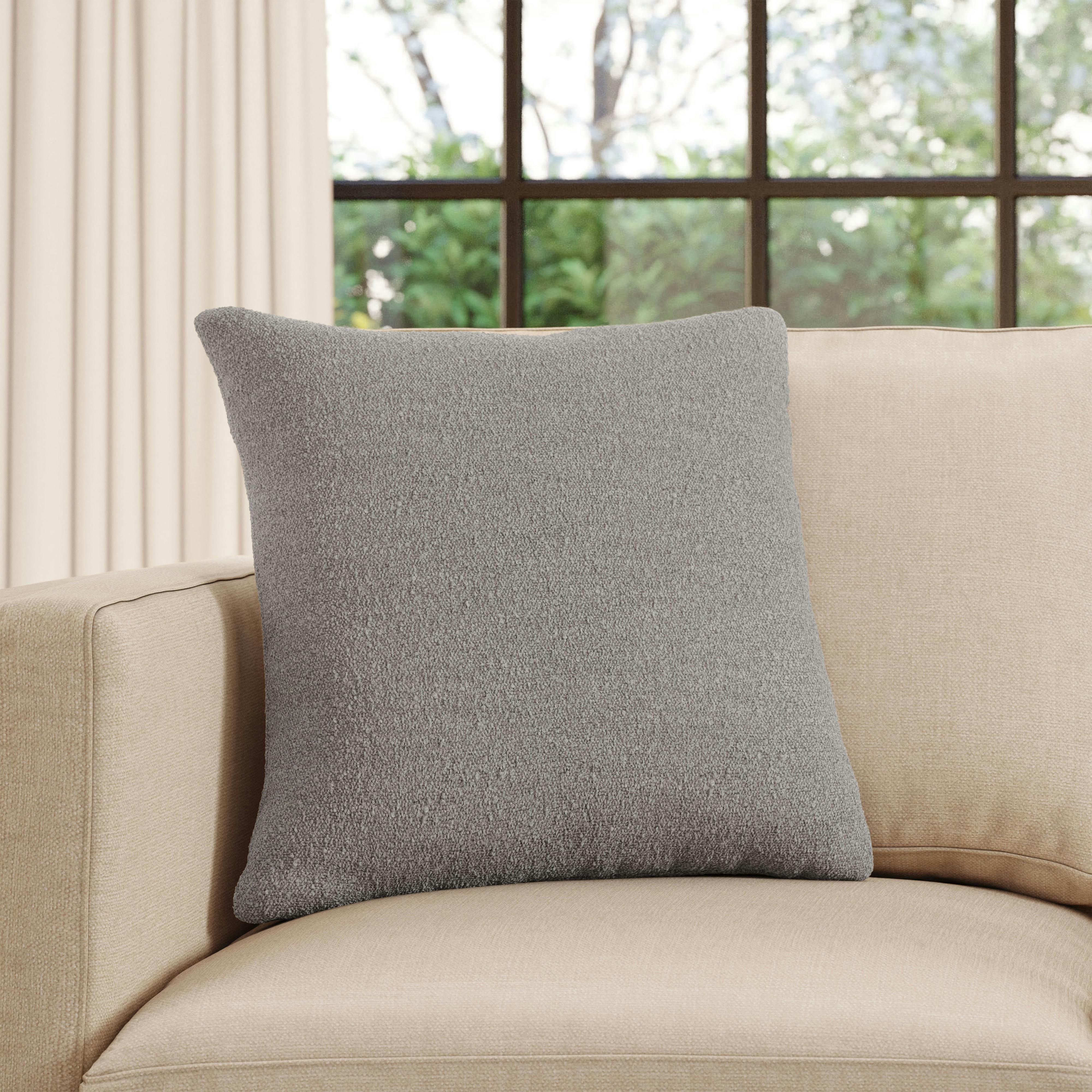 Dover Gray Bouclé Square Fabric Ottoman | Gabriola | Article