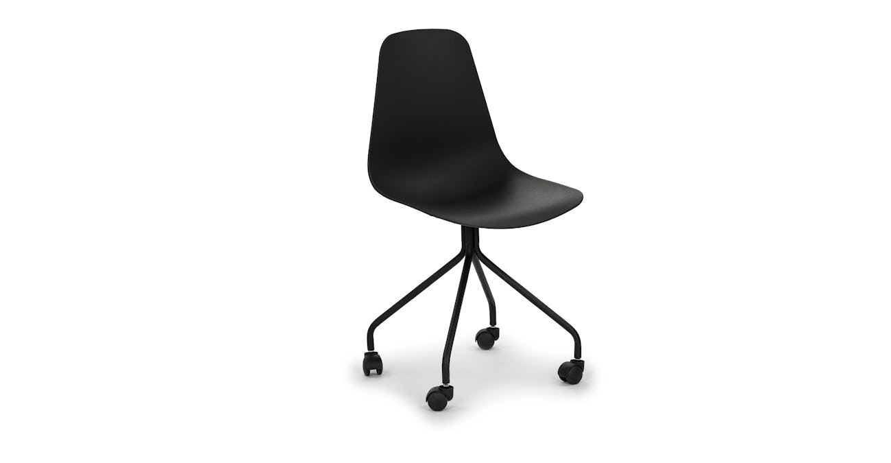 Svelti Pure Black Four Leg Office Chair