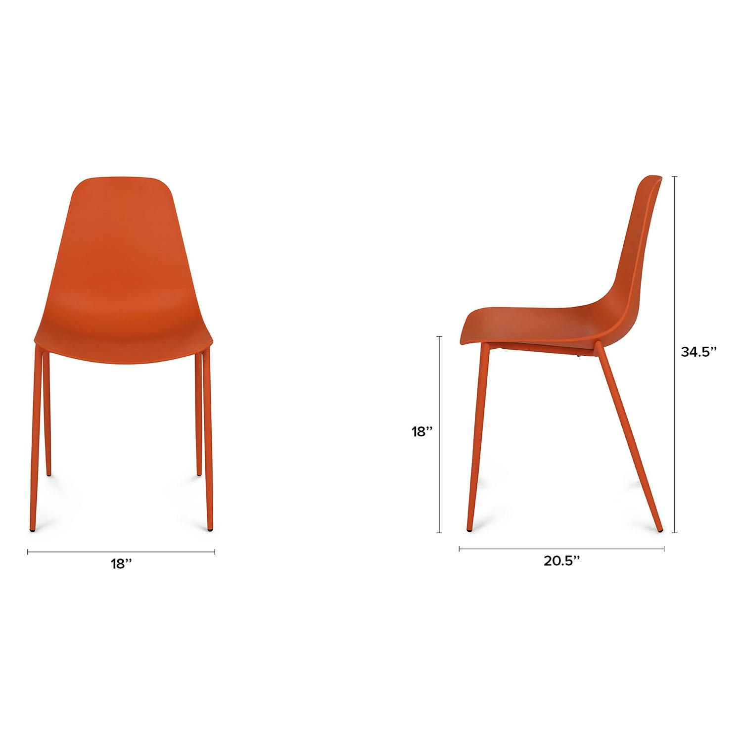 Begonia Orange Polypropylene Armless Dining Chair | Svelti | Article