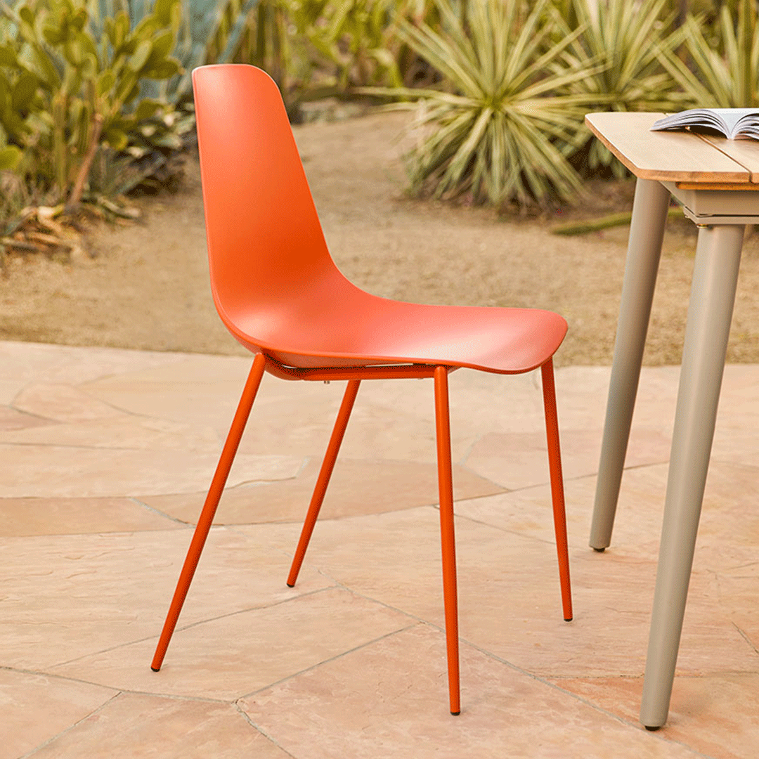 Begonia Orange Polypropylene Armless Dining Chair | Svelti | Article