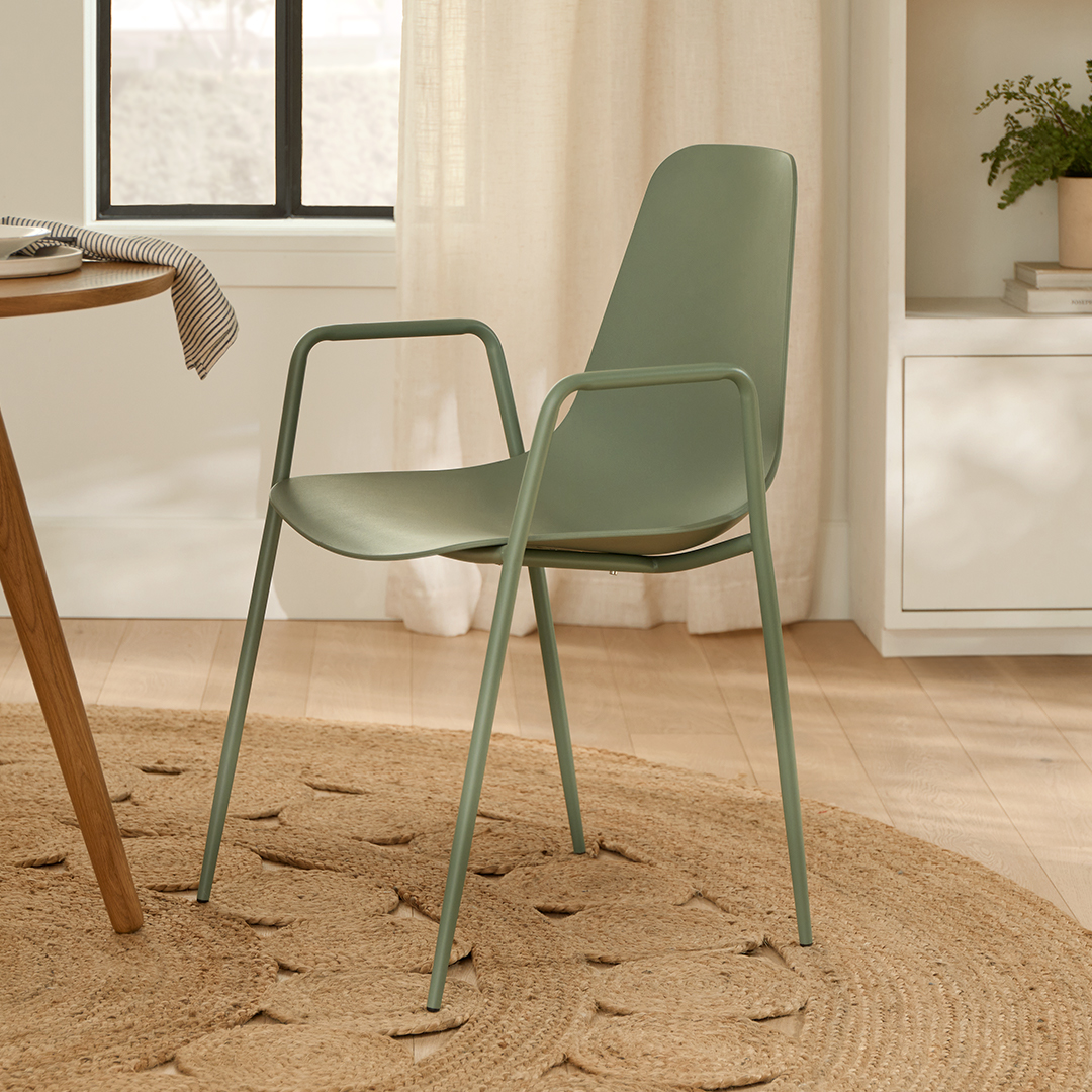Aloe Green Polypropylene Dining Chair with Arms | Svelti | Article