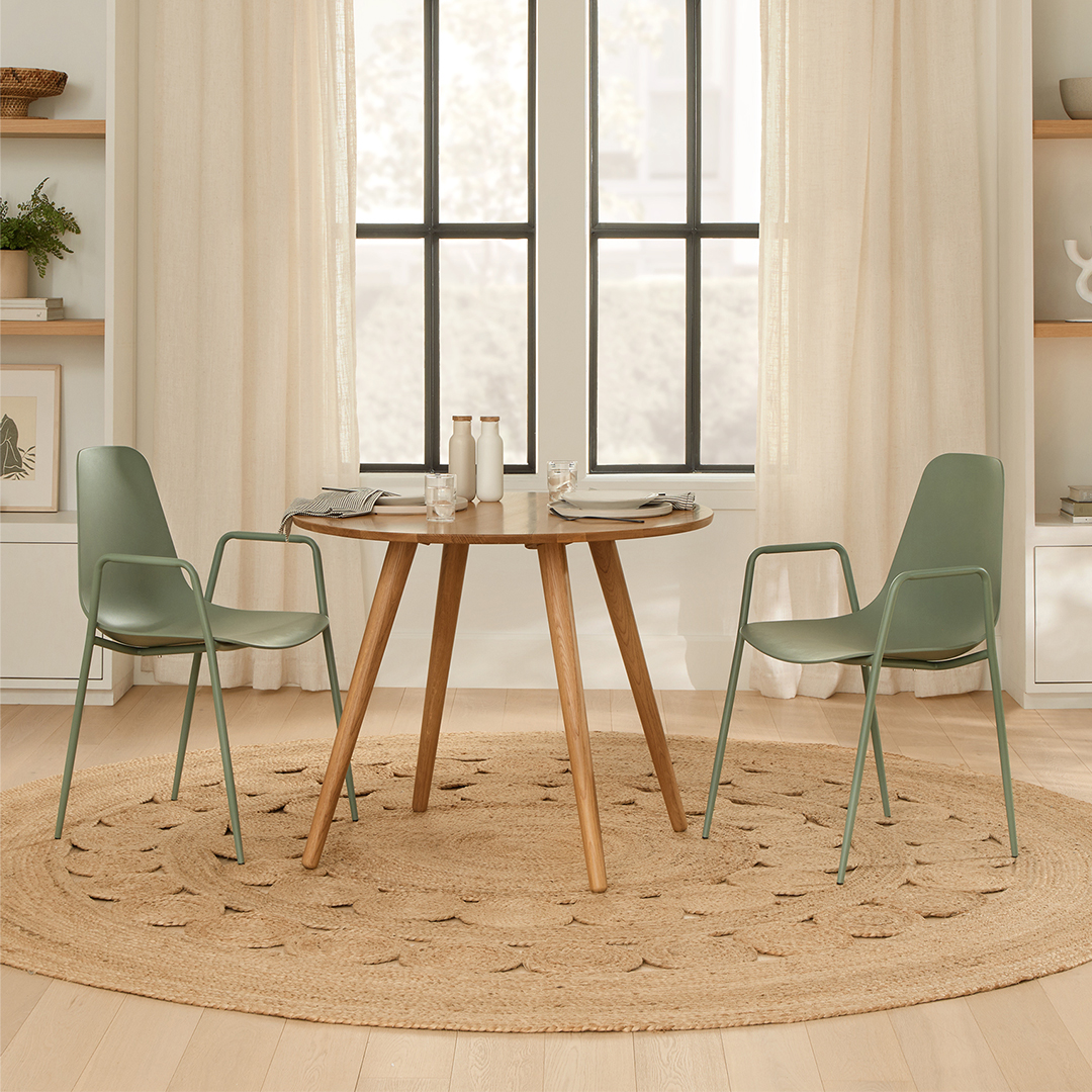 Aloe Green Polypropylene Dining Chair with Arms | Svelti | Article