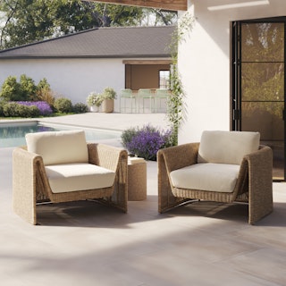 Willa 38" Outdoor Wicker Lounge Chair Set - Dravite Ivory