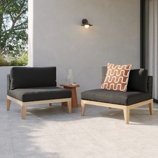 Urba 35" Outdoor Lounge Chair Set - Slate Gray