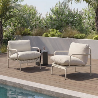 Sarek 31.5" Outdoor Lounge Chair Set - Sunbrella® Linen
