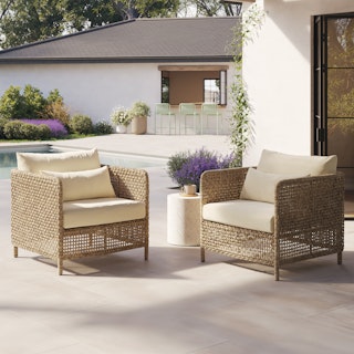 Robbi 32.5" Outdoor Lounge Chair Set - Dravite Ivory