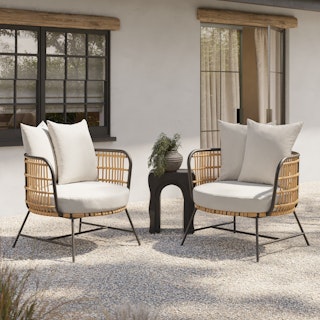 Onya 31.5" Outdoor Lounge Chair Set - Lily White