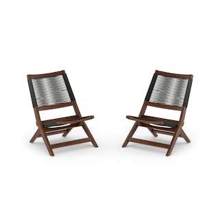 Santo 25.5" Outdoor Folding Lounge Chair Set - Charcoal