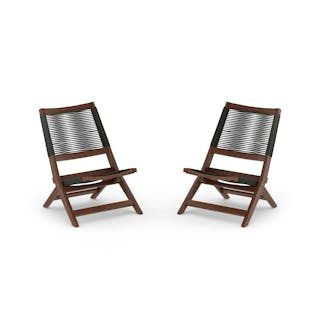 Santo 25.5" Outdoor Folding Lounge Chair Set - Charcoal