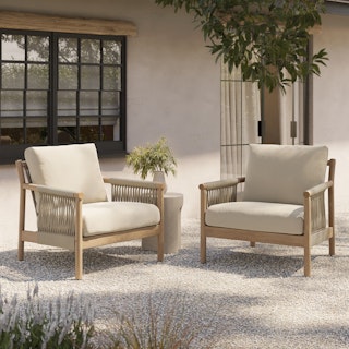 Rosa 34.5" Outdoor Lounge Chair Set - Dravite Ivory